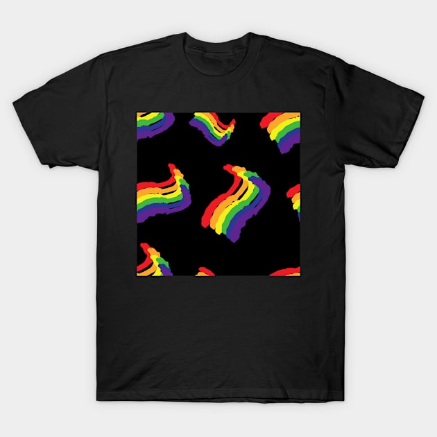 80s style seamless rainbow pride pattern on black background T-Shirt by Magic, Art, Patterns, Beauty!